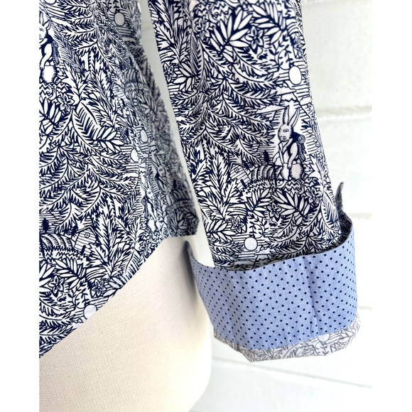 PS PAUL SMITH Button Down Shirt with Navy Blue Rabbit Print - 40 (US 4) - Picture 4 of 14